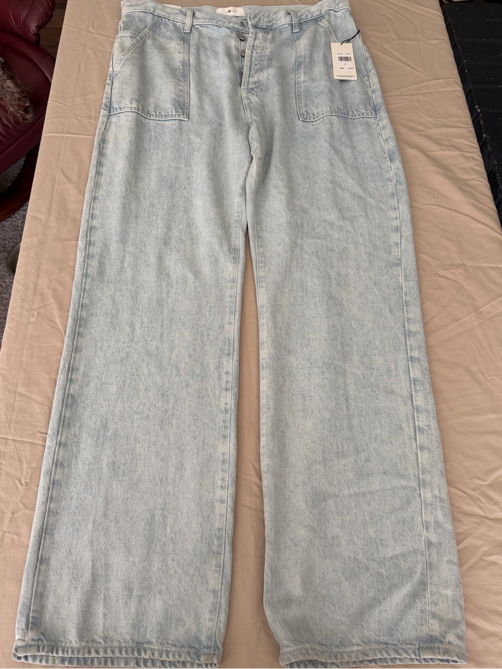 NWT 7 For All Mankind Isadora Jeans Women’s 31 Wide Leg Light Wash $228